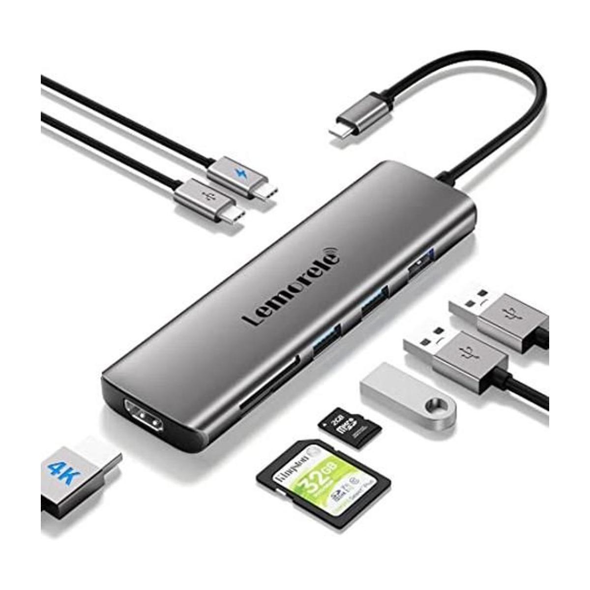 Lemorele 8in1 USB C Hub Multiport Adapter USBC Hub with