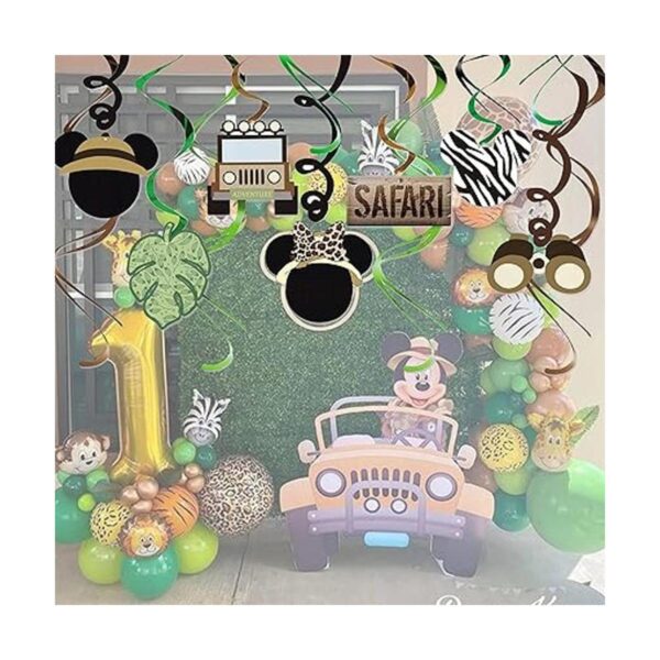 Mickey Safari Decoraciones de feliz cumpleaños remolinos