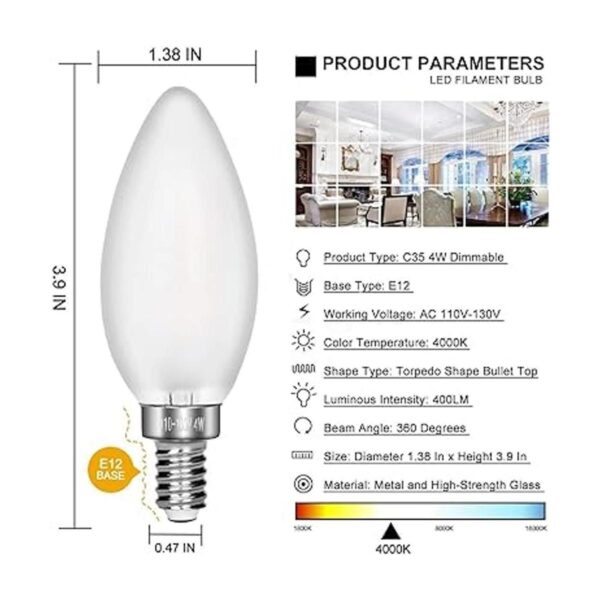 Bombilla LED regulable para candelabro equivalente a 40 W_3