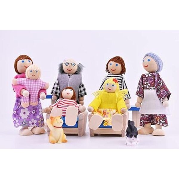 Casa de muñecas de madera 2 a 4 pulgadas con 2 mascotas