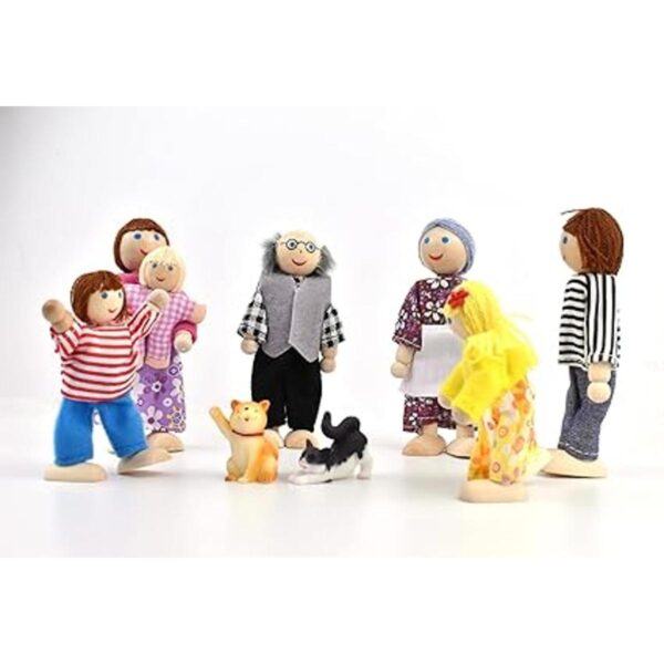 Casa de muñecas de madera 2 a 4 pulgadas con 2 mascotas