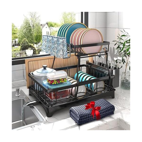 Godboat Dish Drying Rack with Drainboard 2Tier Dish Racks_6