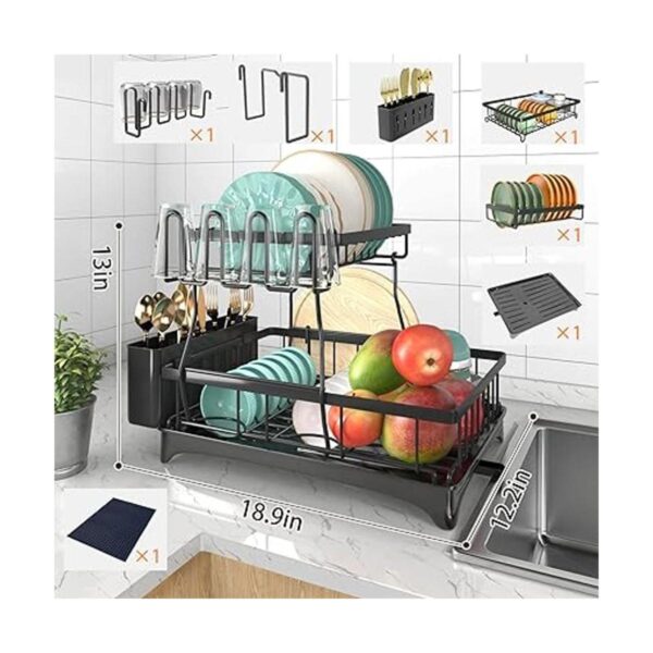 Godboat Dish Drying Rack with Drainboard 2Tier Dish Racks_2