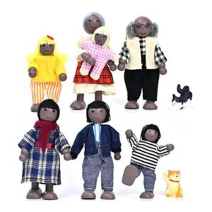 Casa de muñecas de madera de 7 piezas figuras familiares