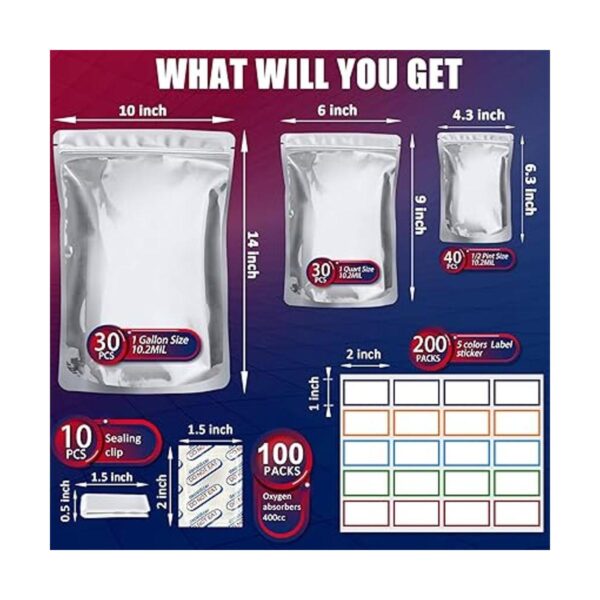 Paquete de 100 bolsas de Mylar de 0.402 in para