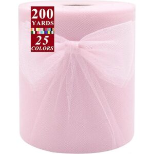 Rollos de tela de tul rosa claro de 6 pulgadas por 200_1