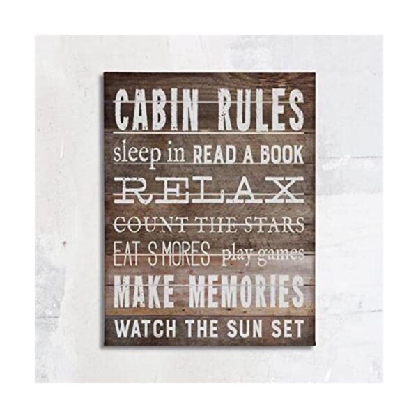 Cabin Rules Lienzo de bienvenida para pared carteles de_1