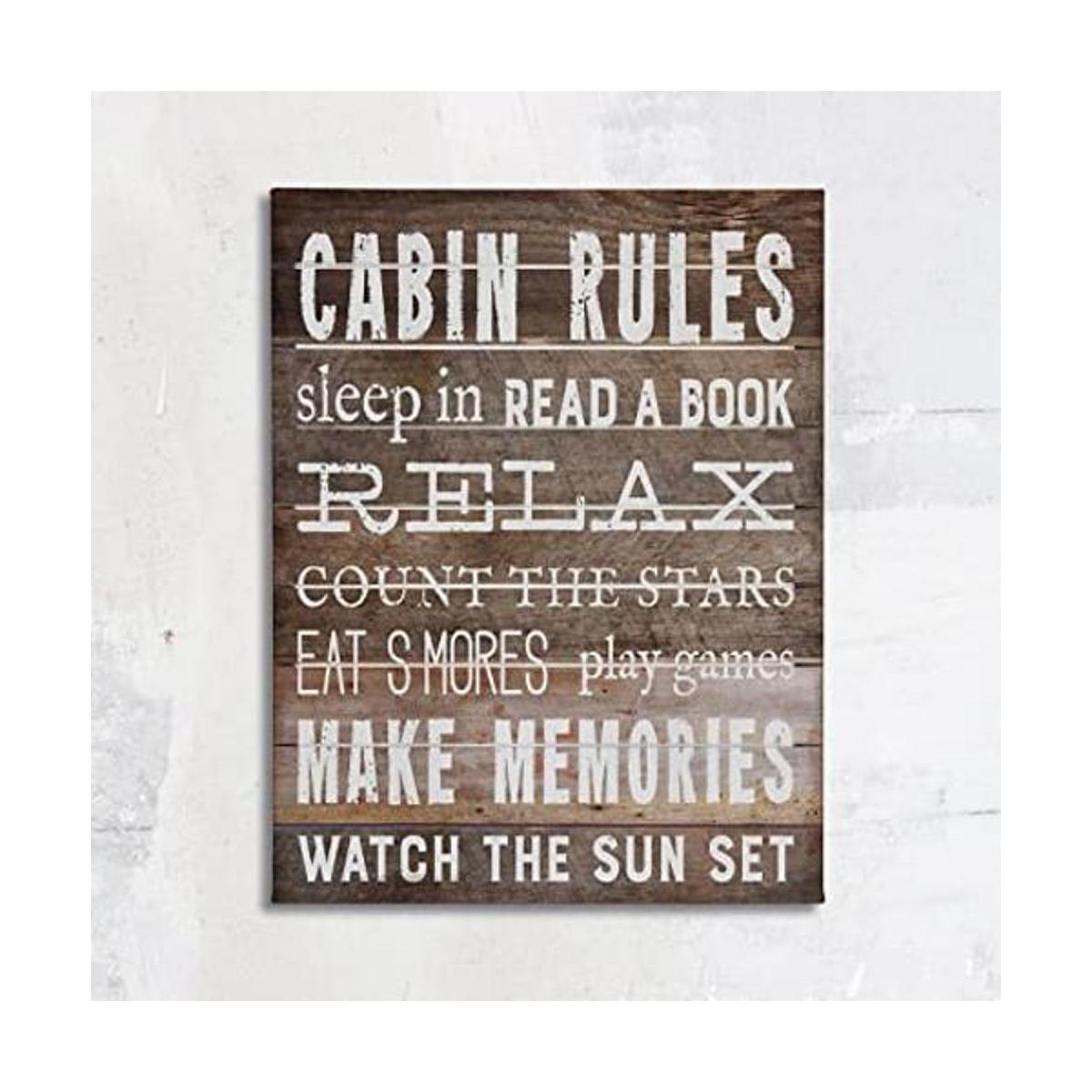 Cabin Rules Lienzo de bienvenida para pared carteles de