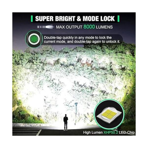LED XHP50.2 Flashlight Bright 8000 Lumens Tactical