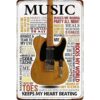 Letreros de metal de guitarra vintage con música rock_1