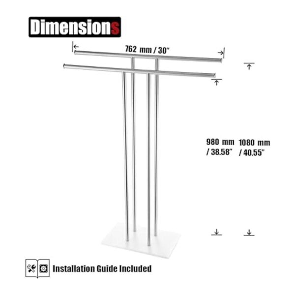 JQK Soporte para toallas de baño cepillado estante doble_2