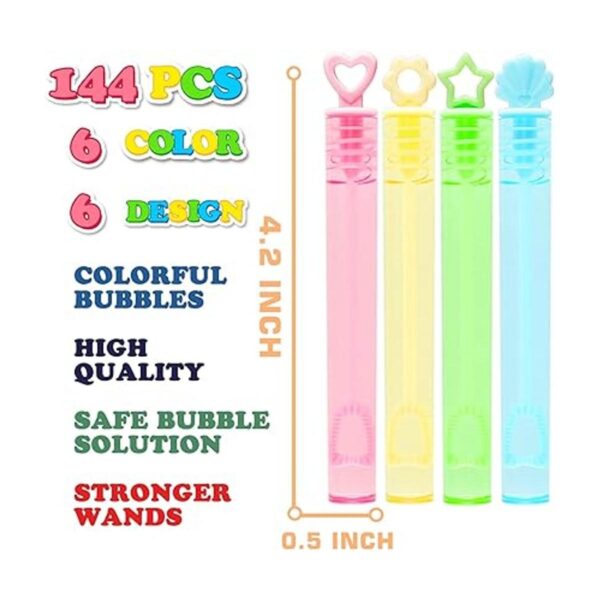 Paquete de 144 mini varitas de burbujas de 6 colores a_5