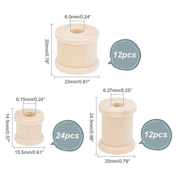 PH PandaHall Bobinas de madera 48 piezas de 3 estilos_3