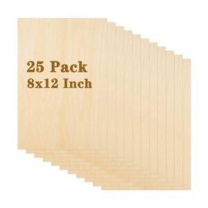 DAJAVE Paquete de 25 hojas de madera de tilo de 8 x 12 x
