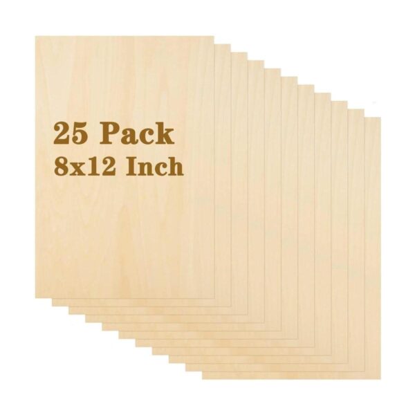 DAJAVE Paquete de 25 hojas de madera de tilo de 8 x 12 x