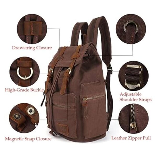 Mochila de lona unisex vintage casual mochila de 17_4