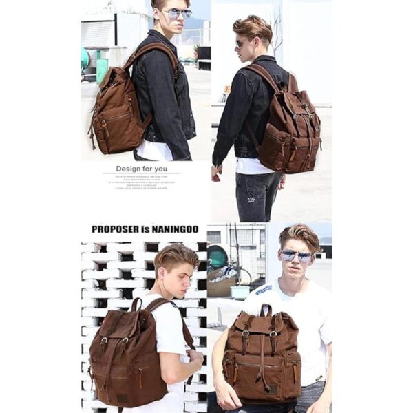 Mochila de lona unisex vintage casual mochila de 17_6