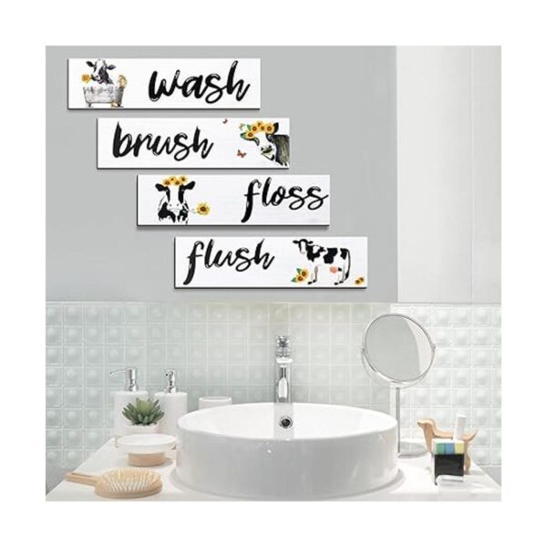 4 piezas de decoración de pared de baño de vaca cepillo_6