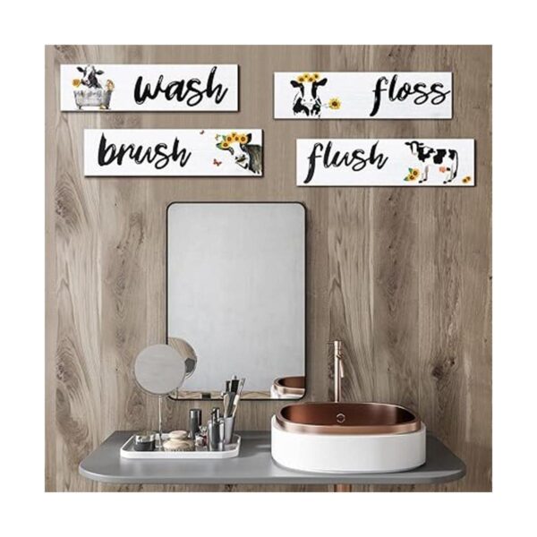 4 piezas de decoración de pared de baño de vaca cepillo_5