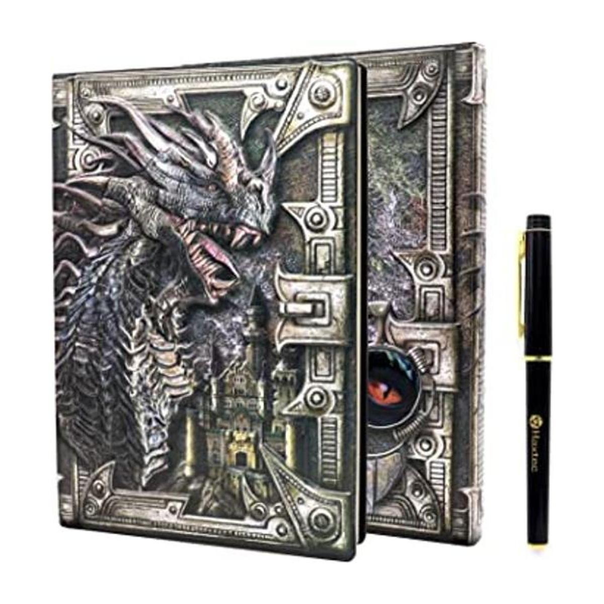 Haxtec DND Cuaderno de campaña de cuero de dragón en