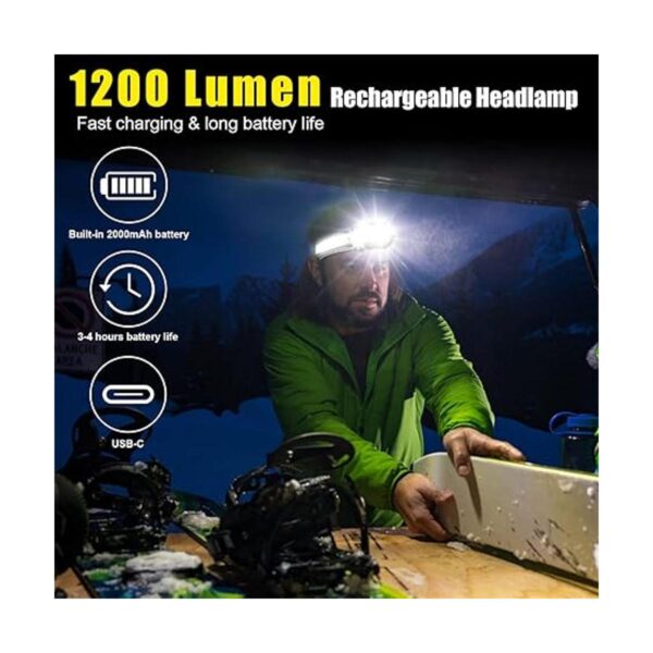Linterna frontal LED recargable 1200 lúmenes linterna_2