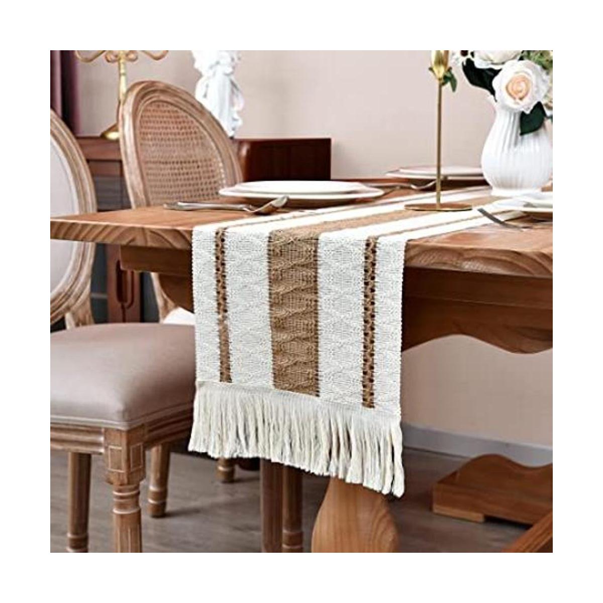 Home Camino de mesa de macramé estilo granja de