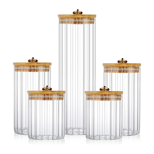 Glass Storage Jars Set of 5 Decorative Coffee Bar_1