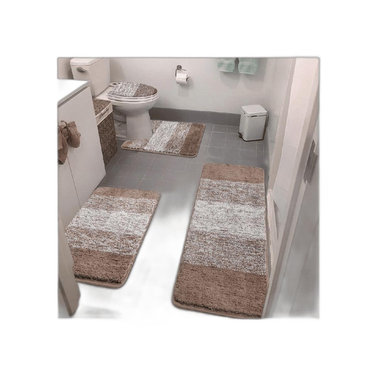 Bsmathom Juego de alfombras de baño de 4 piezas con