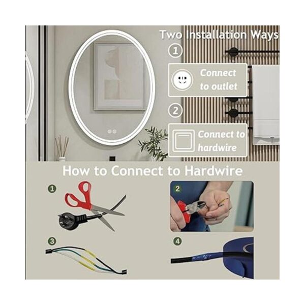 BuLife Espejo de baño LED ovalado de 32 x 24 pulgadas_5