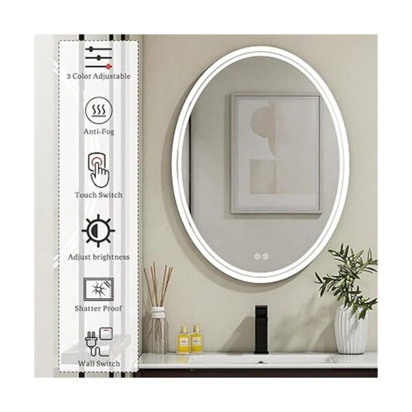 BuLife Espejo de baño LED ovalado de 32 x 24 pulgadas_2