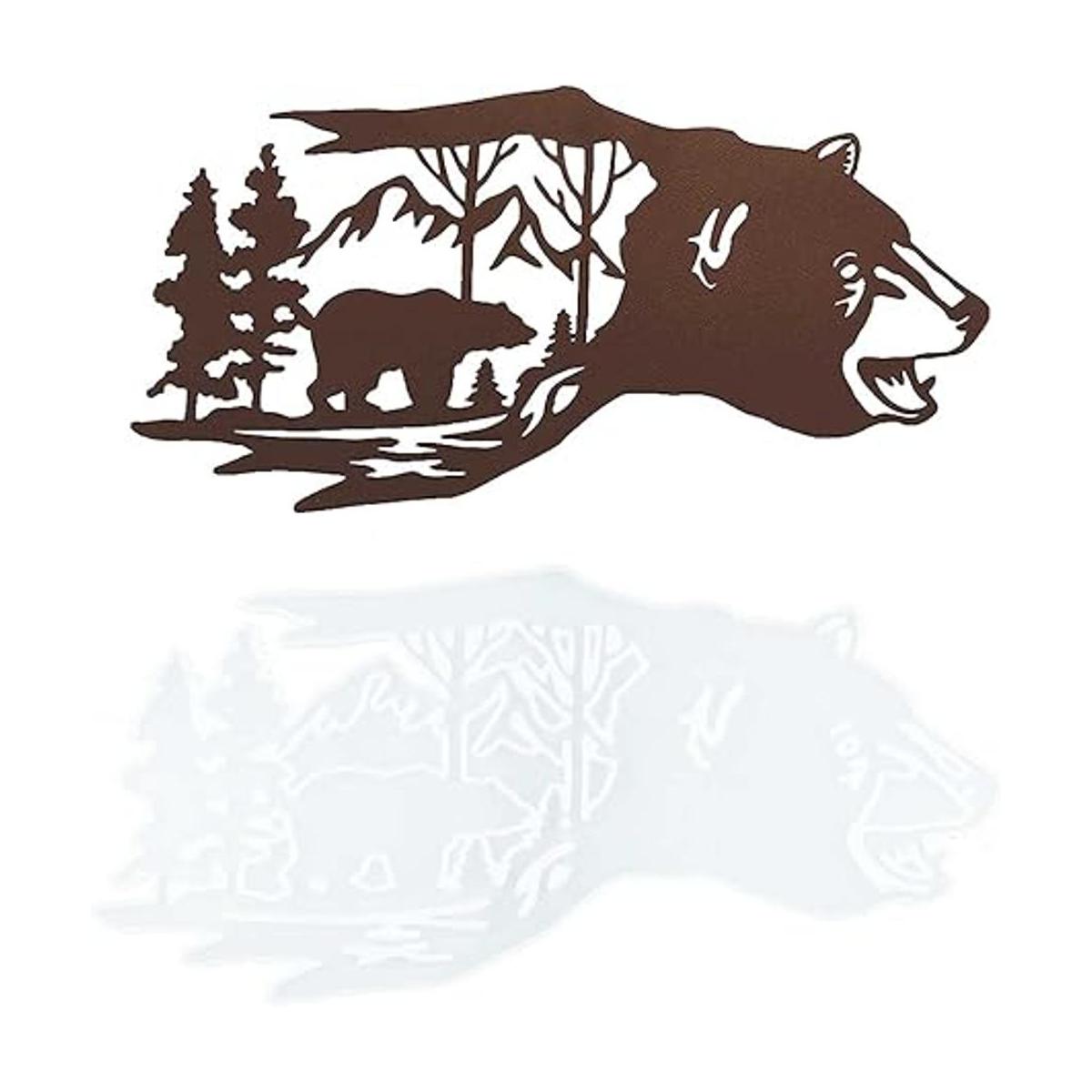 Molde de resina de oso oso con árbol de montaña y bosque
