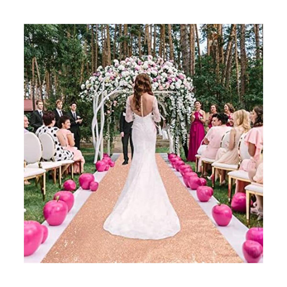 Camino de pasillo de oro rosa para decoración de bodas