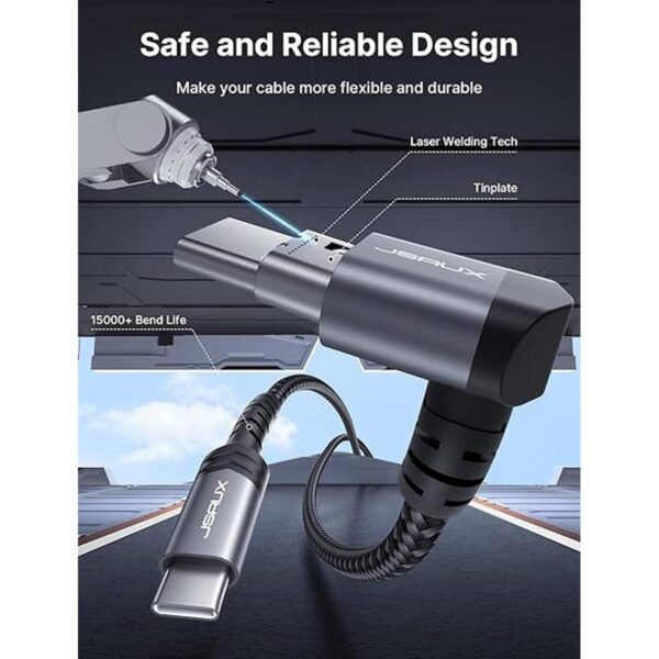 Cable USB C a USB C de 90 grados de 10 pies JSAUX de 60 W_5