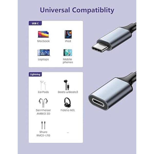 Cable adaptador de audio USB C a Lightning USB tipo C_2