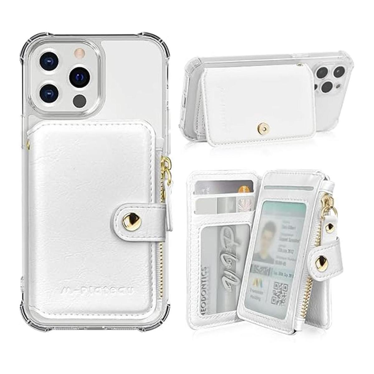 Cartera para teléfono con adhesivo tarjetero de piel