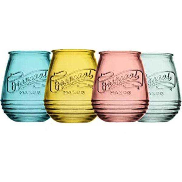 Juego de 4 vasos de vino sin tallo de colores surtidos de_1