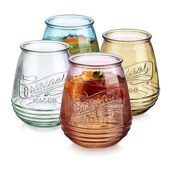 Juego de 4 vasos de vino sin tallo de colores surtidos de_2