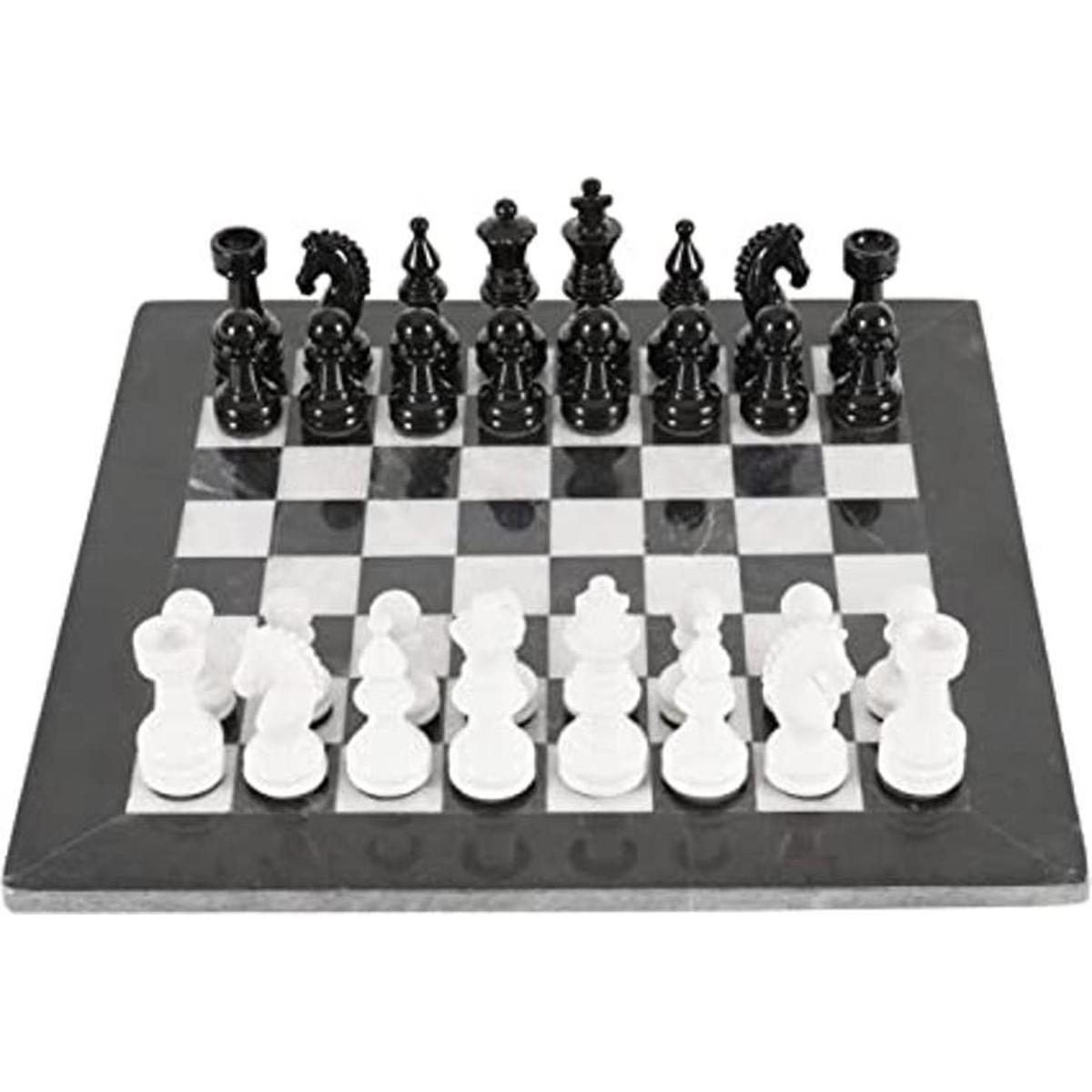 Marblous Krafts Juego de ajedrez blanco y negro de 15