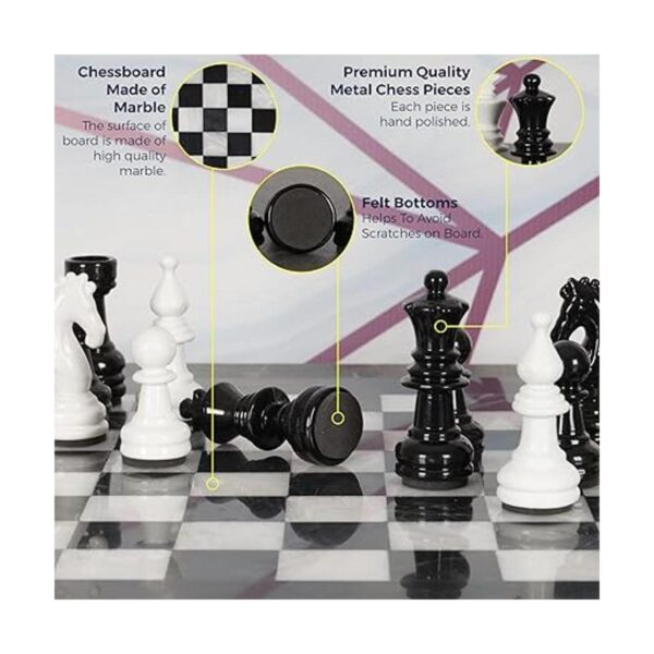 Marblous Krafts Juego de ajedrez blanco y negro de 15_4