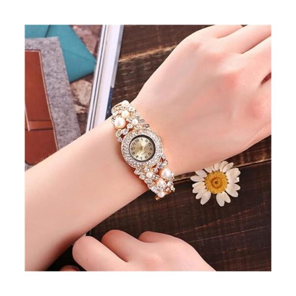 CdyBox Reloj de pulsera de perlas para mujer esfera_2
