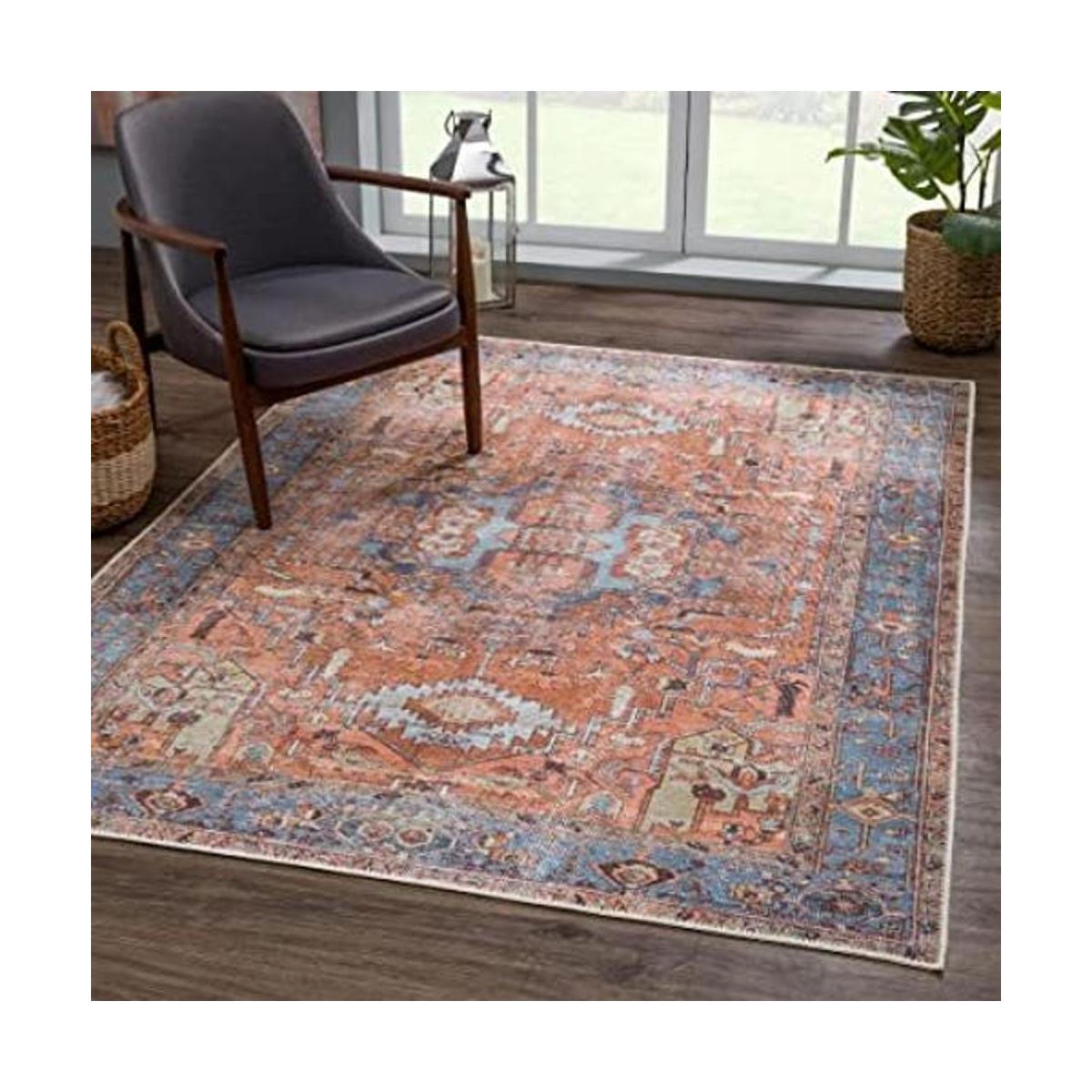 Bloom Rugs Alfombra lavable de 5 x 7 pies color terracota