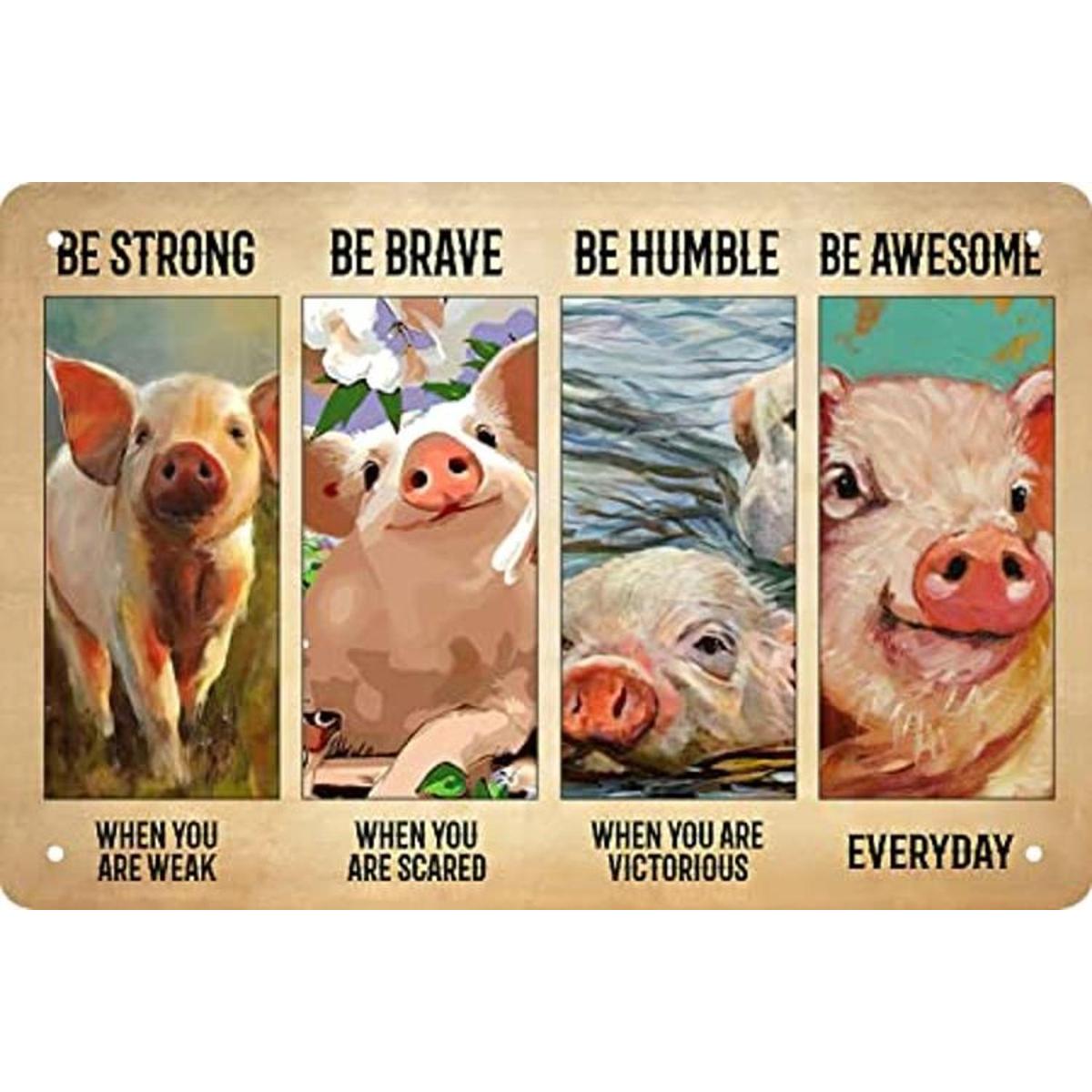 Funny Pig Decor Letrero de metal retro para amantes de