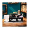 Caja de madera para barra de café con decoración de letras