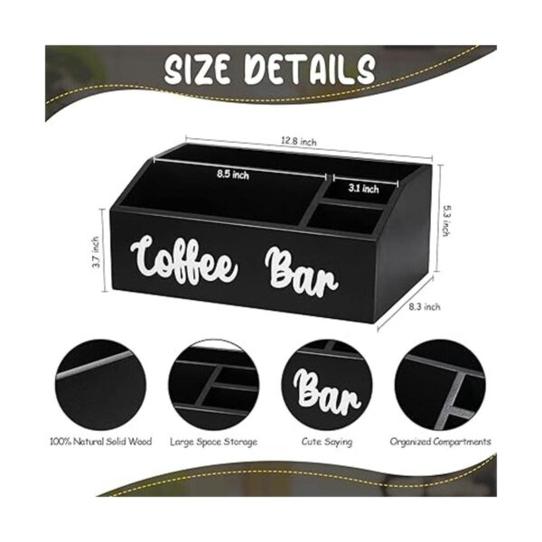 Caja de madera para barra de café con decoración de letras