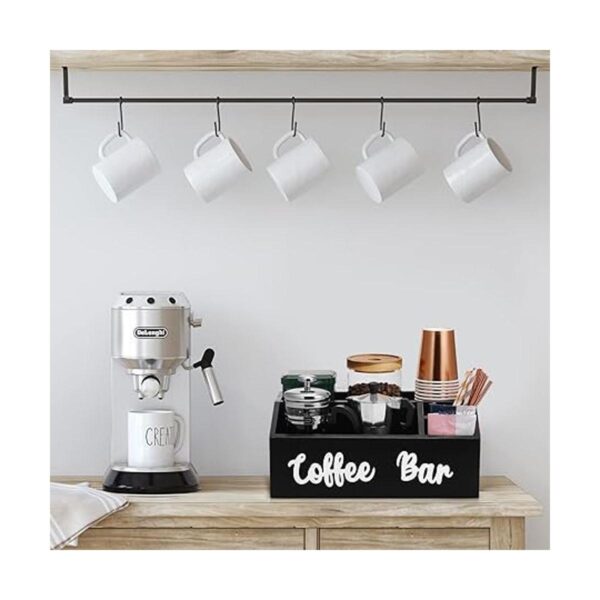 Caja de madera para barra de café con decoración de letras