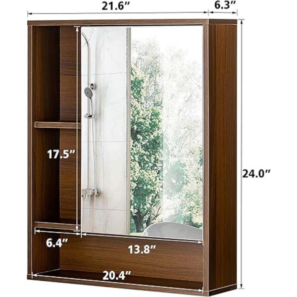 ChooChoo Gabinete de espejo de pared para baño botiquín_3