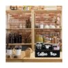 Caja de madera para barra de café con decoración de letras