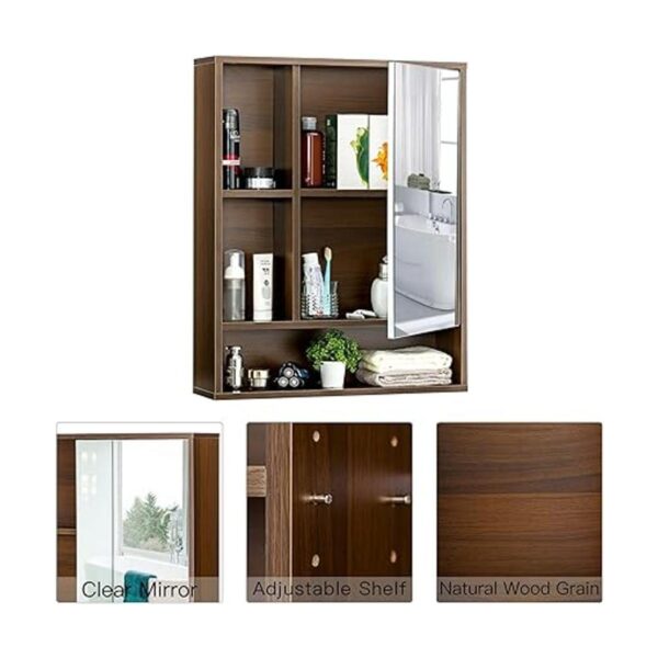 ChooChoo Gabinete de espejo de pared para baño botiquín_5