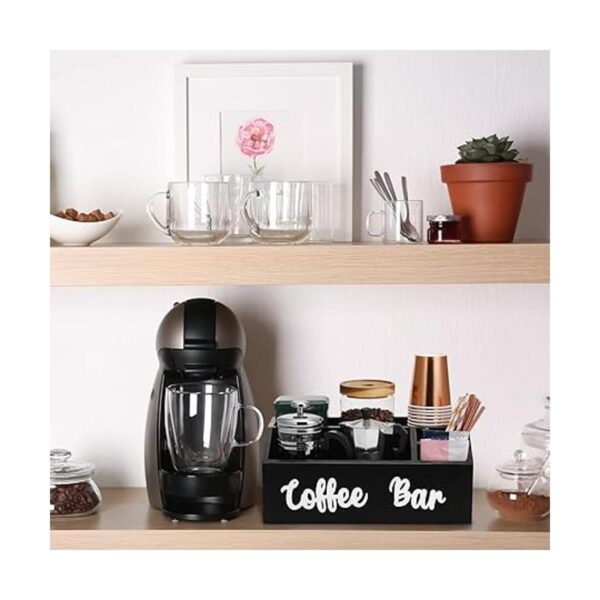 Caja de madera para barra de café con decoración de letras