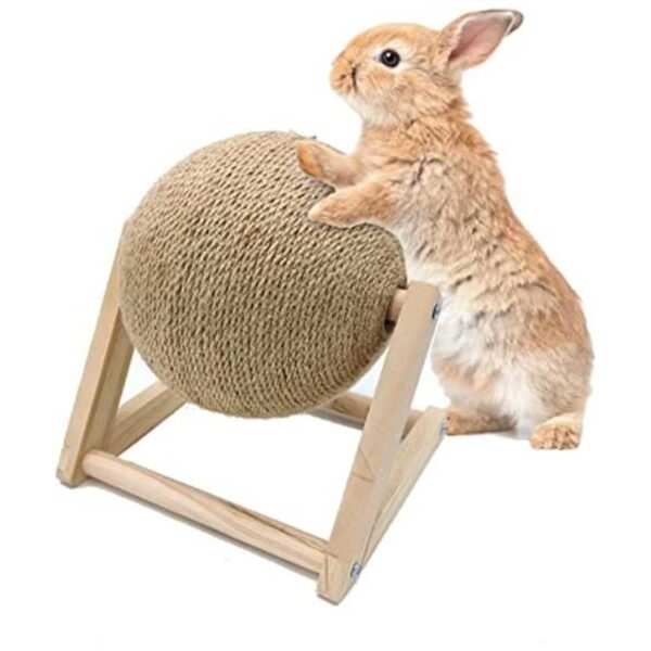 BNOSDM Rabbit Scratch Toy Wooden Natural Sisal Rope Rabbit